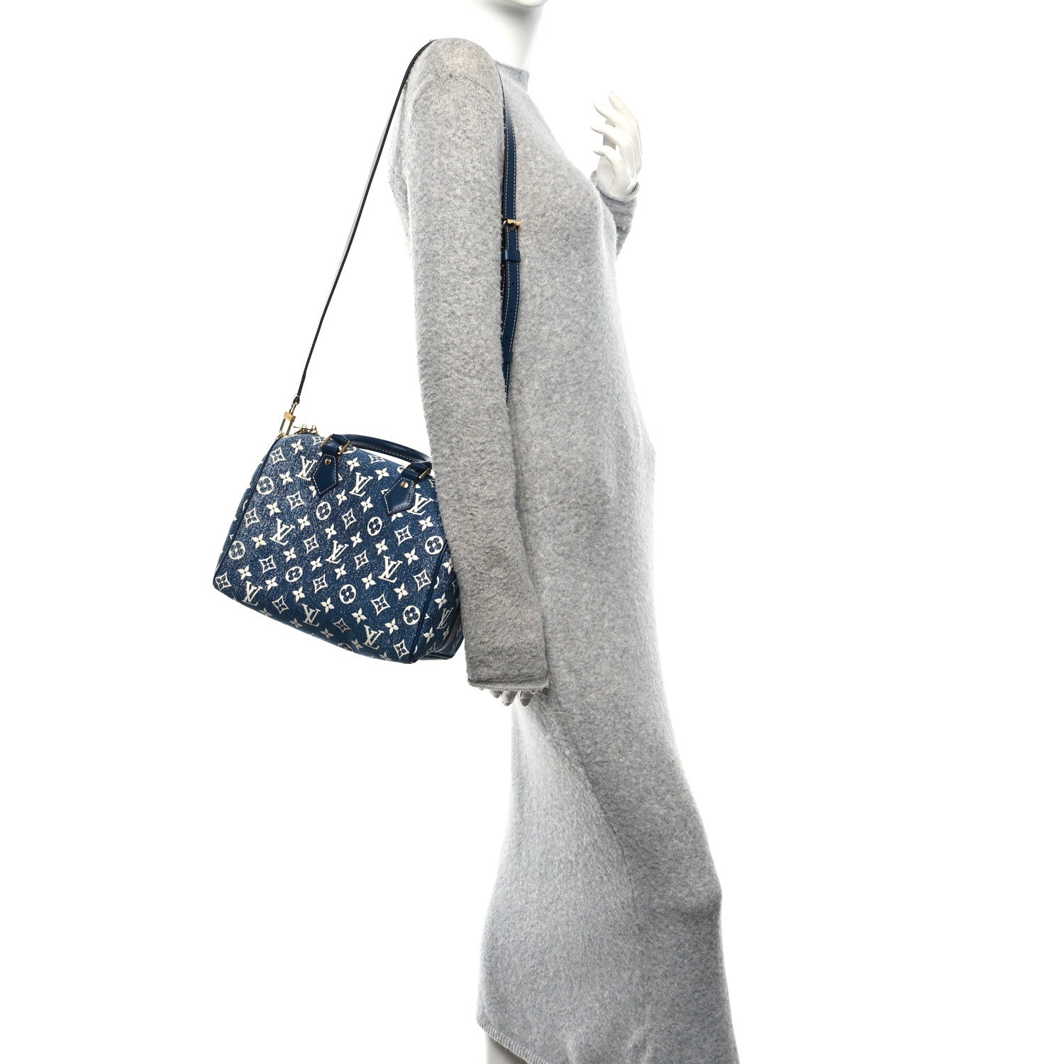 Louis Vuitton Monogram Jacquard Denim Speedy Bandouliere 25 Bleu