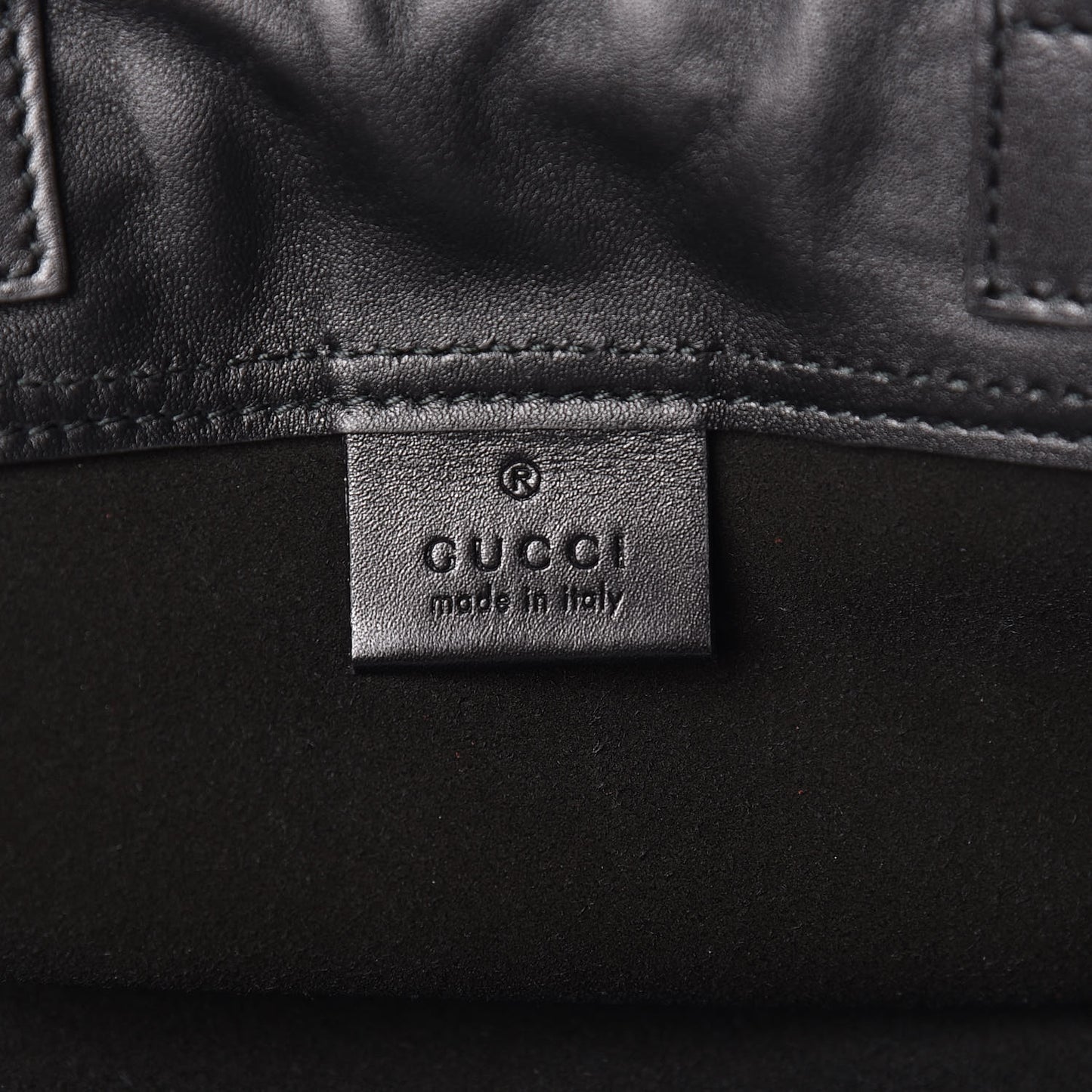 Calfskin Logo Drawstring Backpack Black