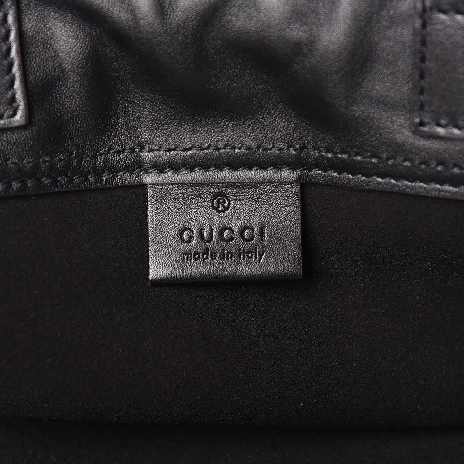 Gucci Calfskin Logo Drawstring Backpack Black 9 of 11