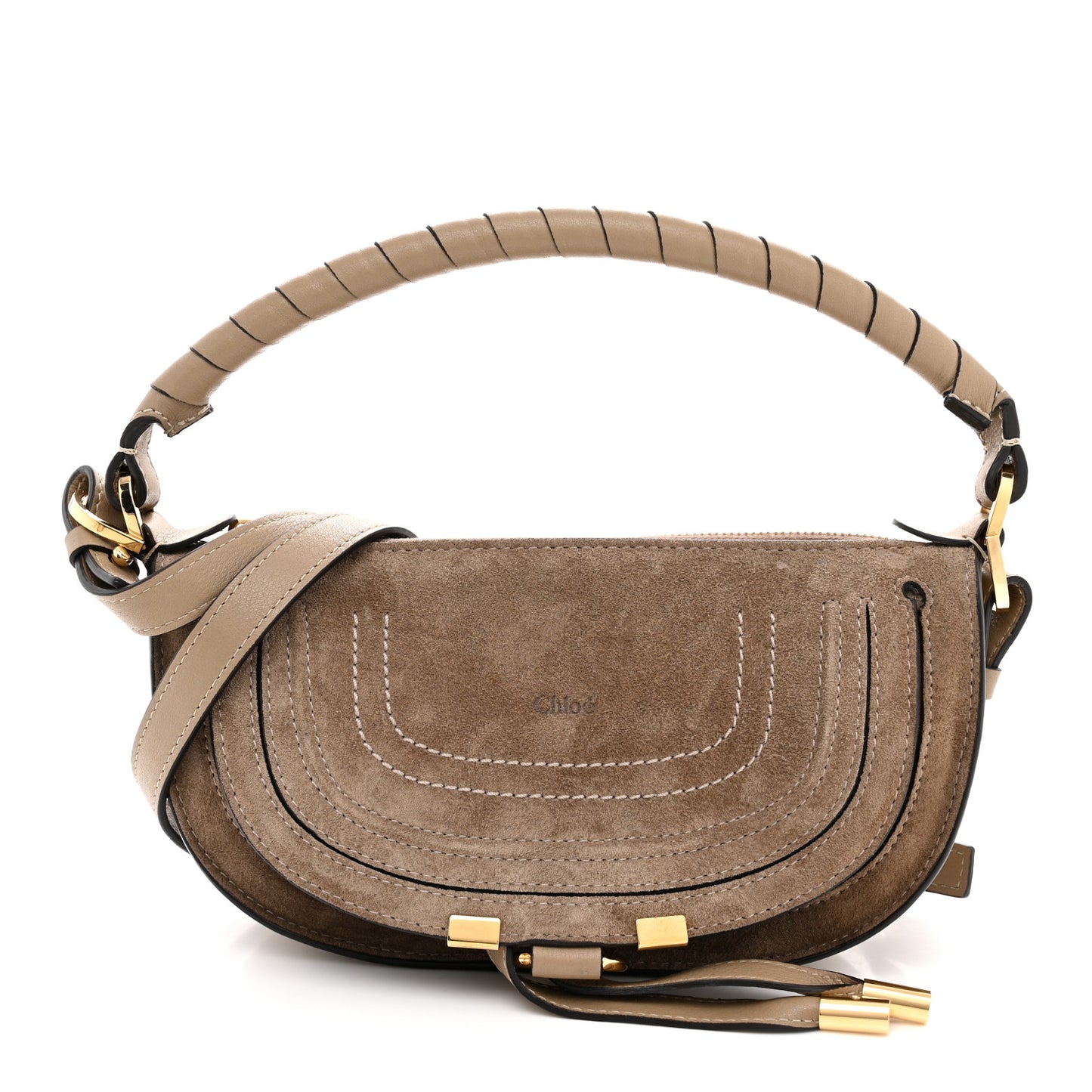 Suede Calfskin Mini Marcie Crossbody Bag Boyish Brown