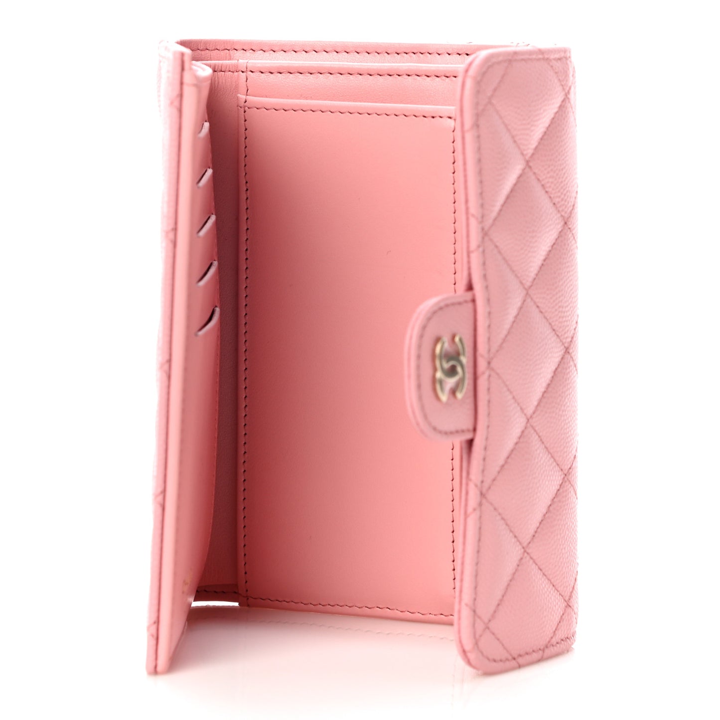 Caviar Quilted Medium Flap Wallet Pink