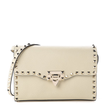 Valentino Garavani Pebbled Calfskin Medium Rockstud Flip Lock Crossbody Bag Light Ivory 1 of 7