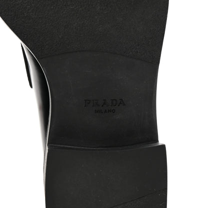Prada Spazzolato Metal Triangle Logo 50mm Loafers 37 Black 7 of 10