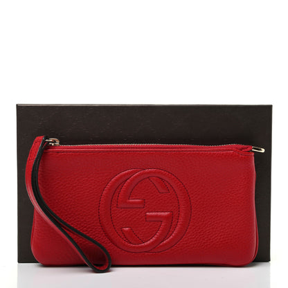 Gucci Pebbled Calfskin Soho Wristlet Vibrant Red 6 of 8