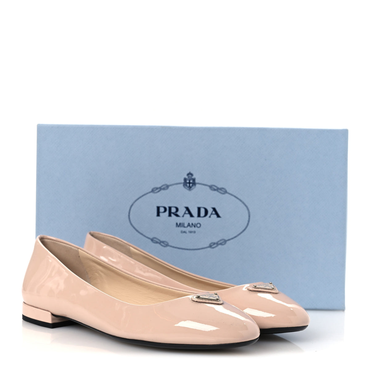 Prada Patent Triangle Ballerina Flats 37.5 Cipria 11 of 11