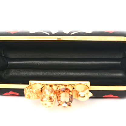 Alexander McQueen Silk Obsession Print Skull Knuckle Box Clutch Black 4 of 5