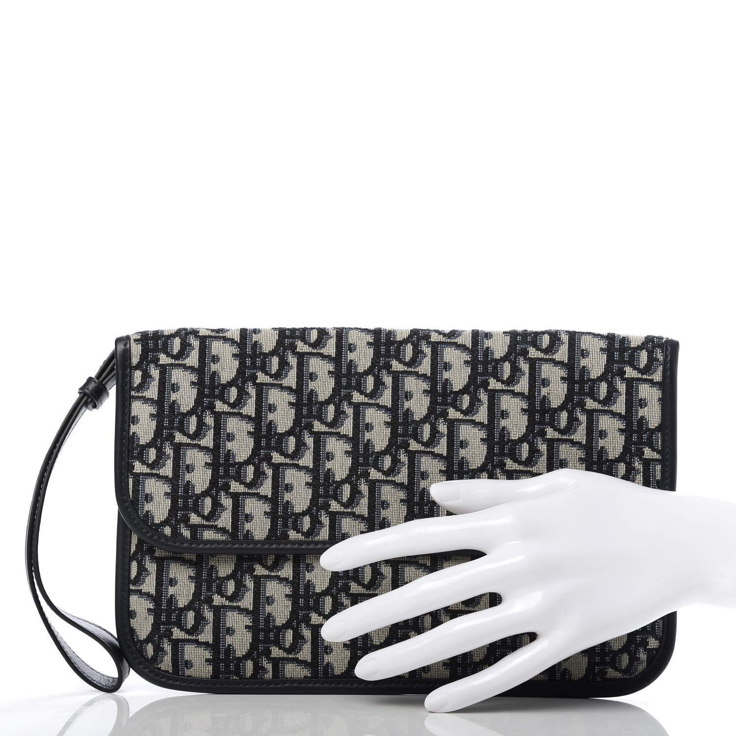 Christian Dior Oblique Flap Pouch Clutch Blue 2 of 9