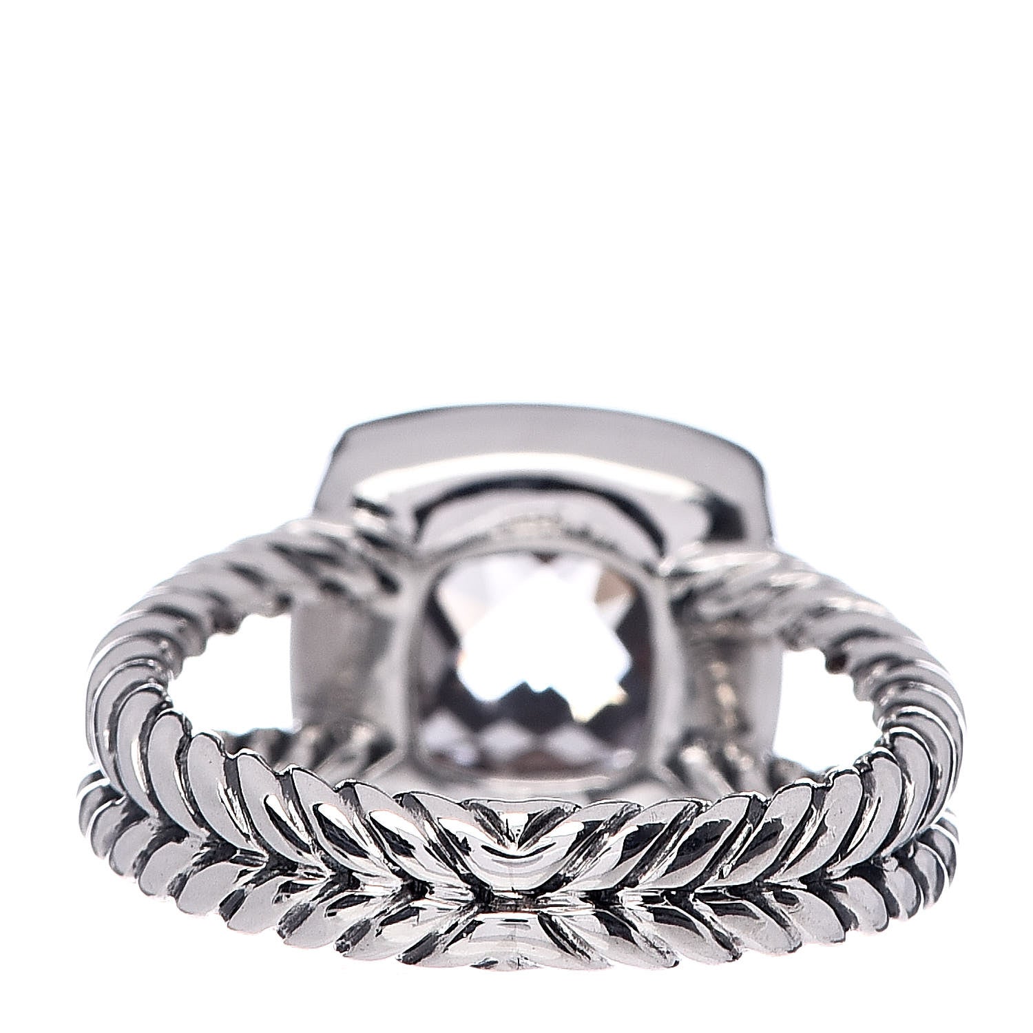David Yurman Sterling Silver Diamond White Topaz 7mm Petite Albion Ring 49 5 4 of 5