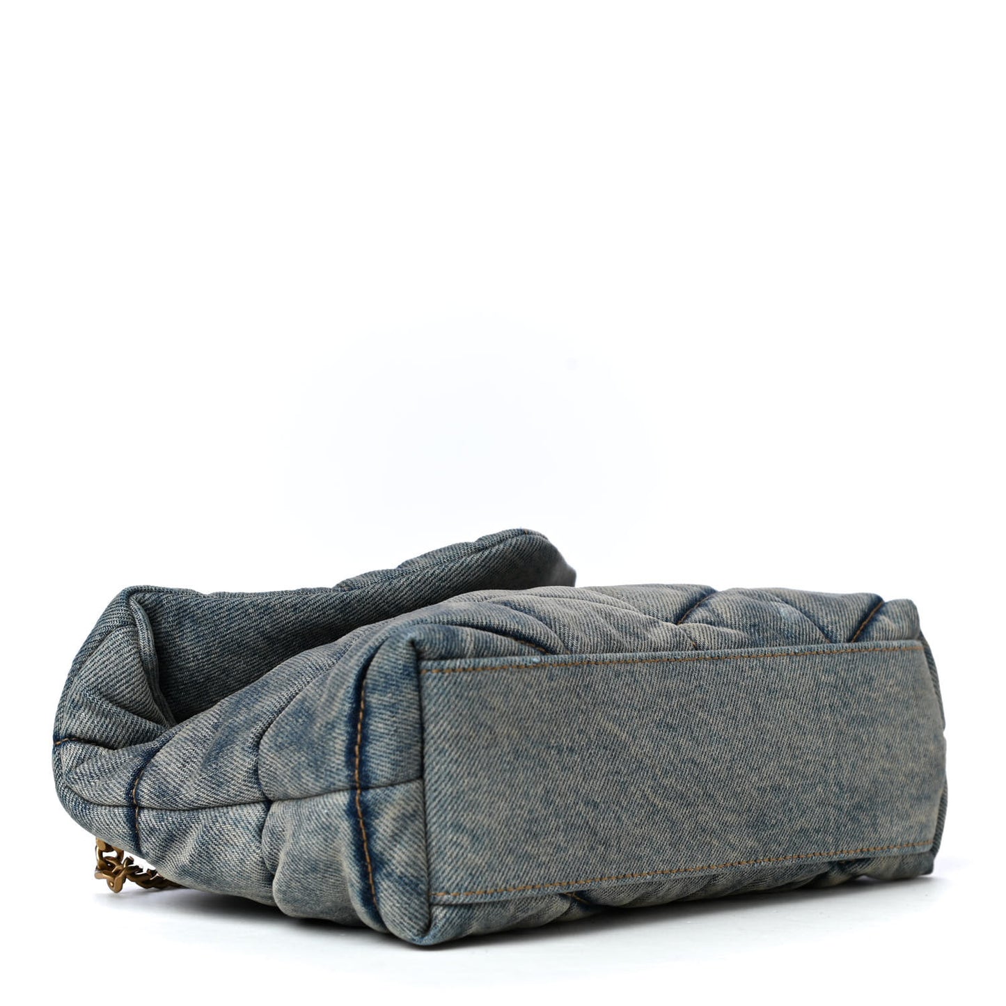 Denim Quilted Toy Loulou Puffer Monogram Chain Satchel Blue Cinnamon