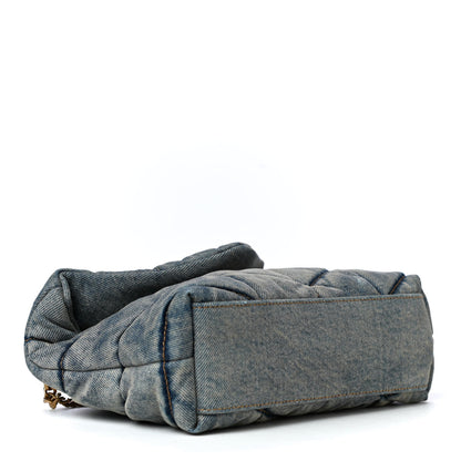 Saint Laurent Denim Quilted Toy Loulou Puffer Monogram Chain Satchel Blue Cinnamon 3 of 4
