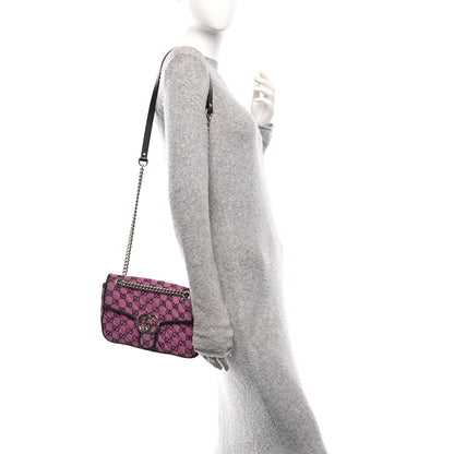 Gucci Monogram Multicolor Matelasse Diagonal Small GG Marmont Shoulder Bag Pink Blue 2 of 11