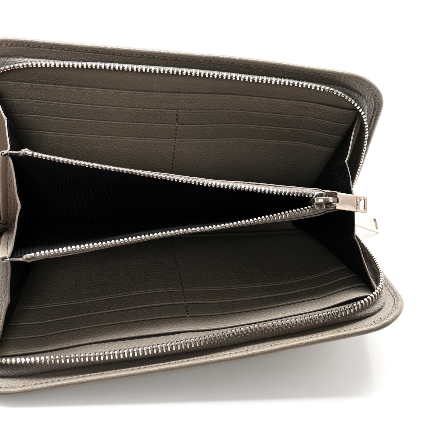 Grained Calfskin Classic Zip Around Continental Wallet Light Grey