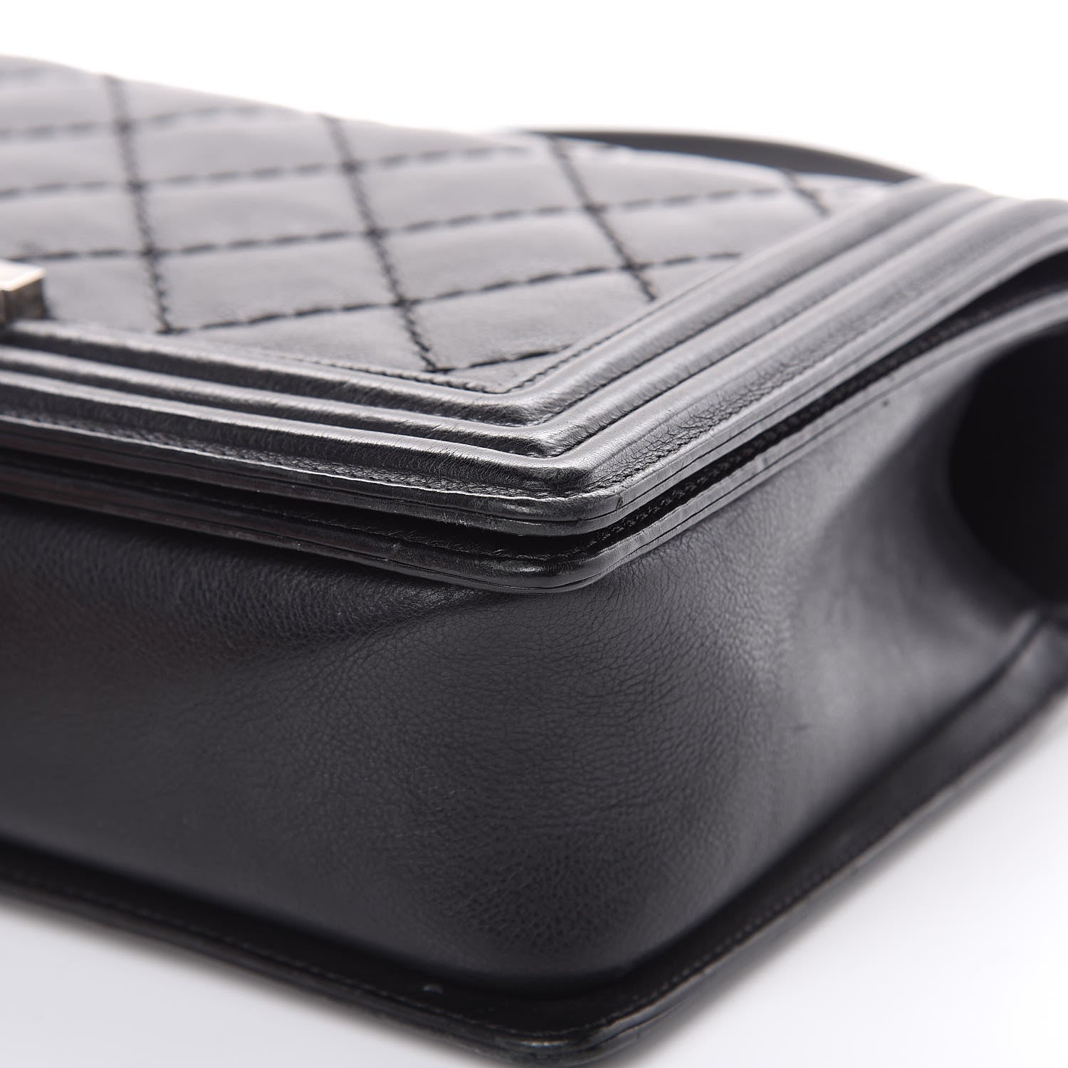 Chanel Calfskin Quilted Double Stitch New Medium Boy Flap Black 13 of 14