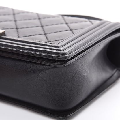 Chanel Calfskin Quilted Double Stitch New Medium Boy Flap Black 13 of 14
