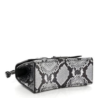 Balenciaga Shiny Calfskin Snakeskin Embossed Hourglass Top Handle Bag XS Silver Black 4 of 9