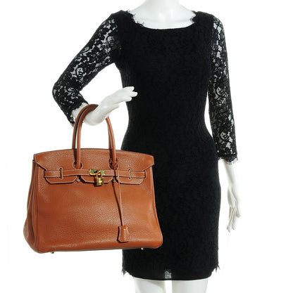 Hermes Taurillon Clemence Birkin 35 Gold 2 of 23