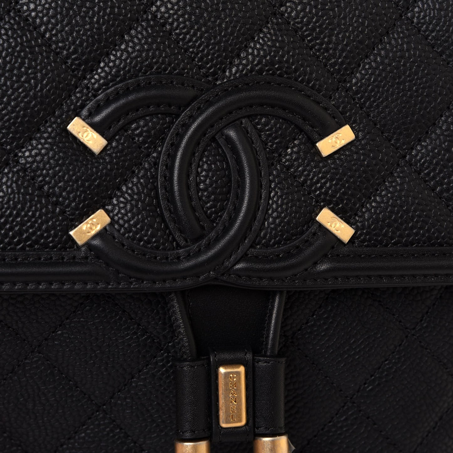 Caviar Quilted Filigree Backpack Black