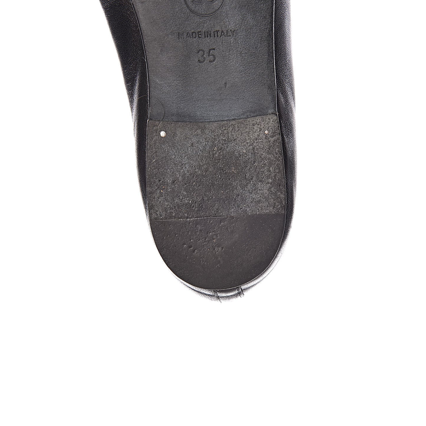 Lambskin Patent CC Cap Toe Ballerina Flats 35 Black
