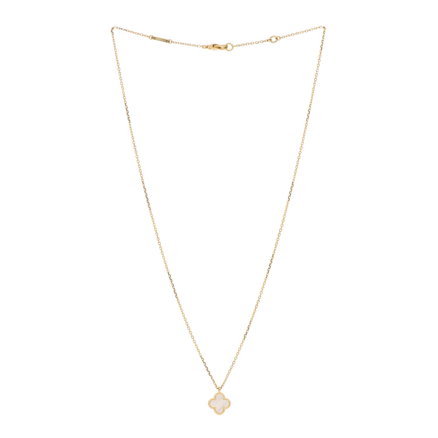 Van Cleef & Arpels 18K Yellow Gold Mother of Pearl Sweet Alhambra Pendant Necklace 3 of 5