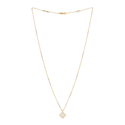 Van Cleef & Arpels 18K Yellow Gold Mother of Pearl Sweet Alhambra Pendant Necklace 3 of 5