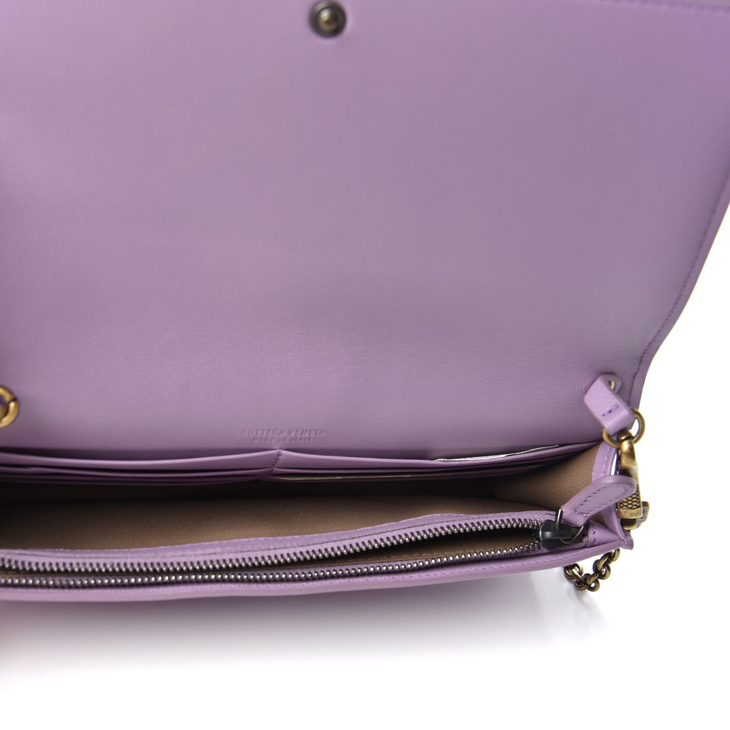 Nappa Intrecciato Checker Continental Wallet on Chain Quetsche Wisteria