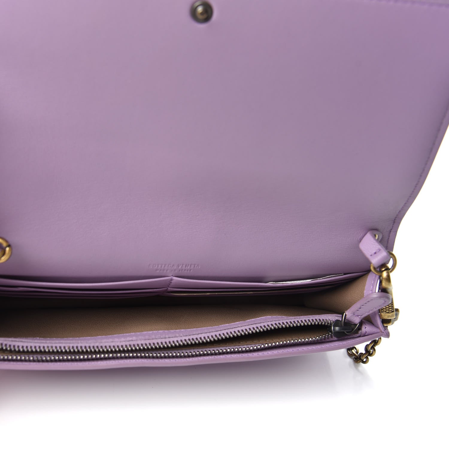 Bottega Veneta Nappa Intrecciato Checker Continental Wallet on Chain Quetsche Wisteria 5 of 7