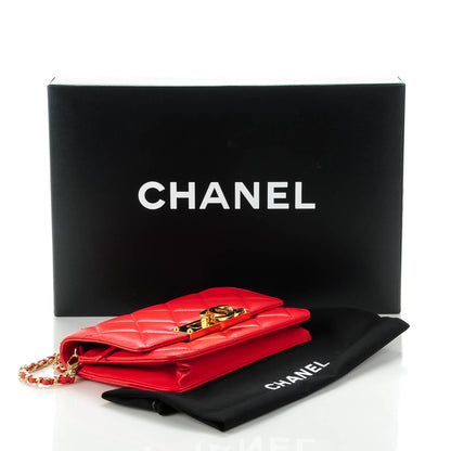 Chanel Lambskin Quilted Golden Class Wallet on Chain WOC Red 4 of 7