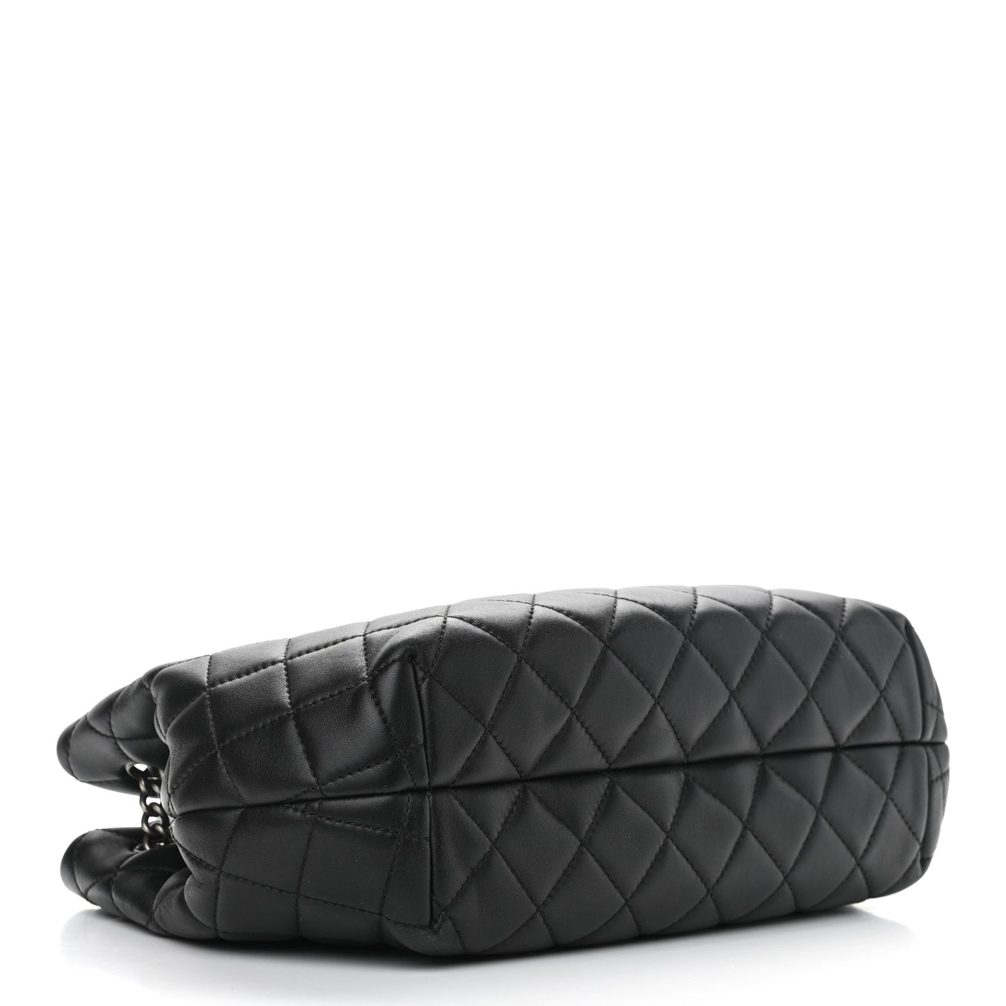 Lambskin Quilted Accordion Tote Black