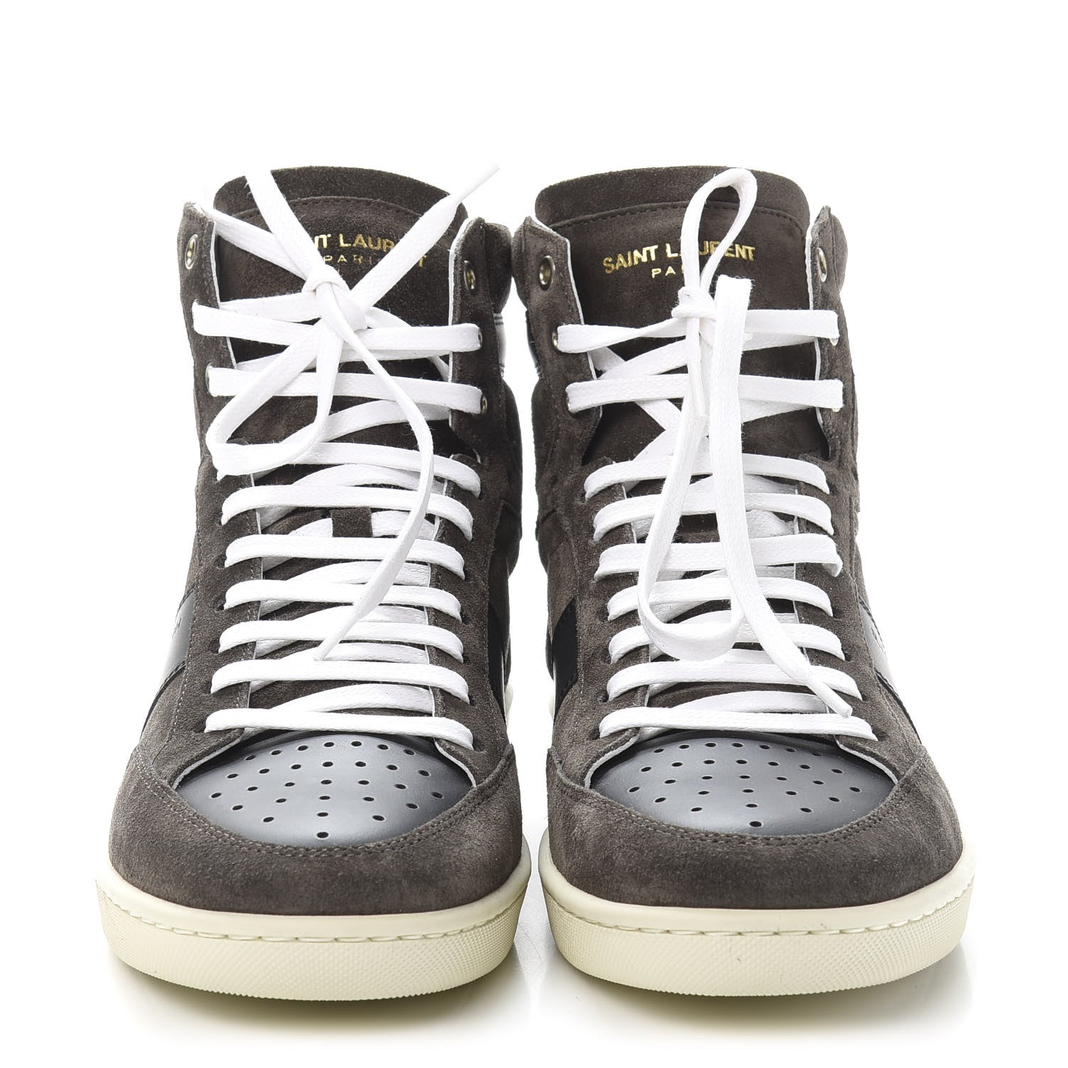 Saint Laurent Suede Calfskin Court Classic SL/10H High Top Sneakers 40 Bronze Black 2 of 14