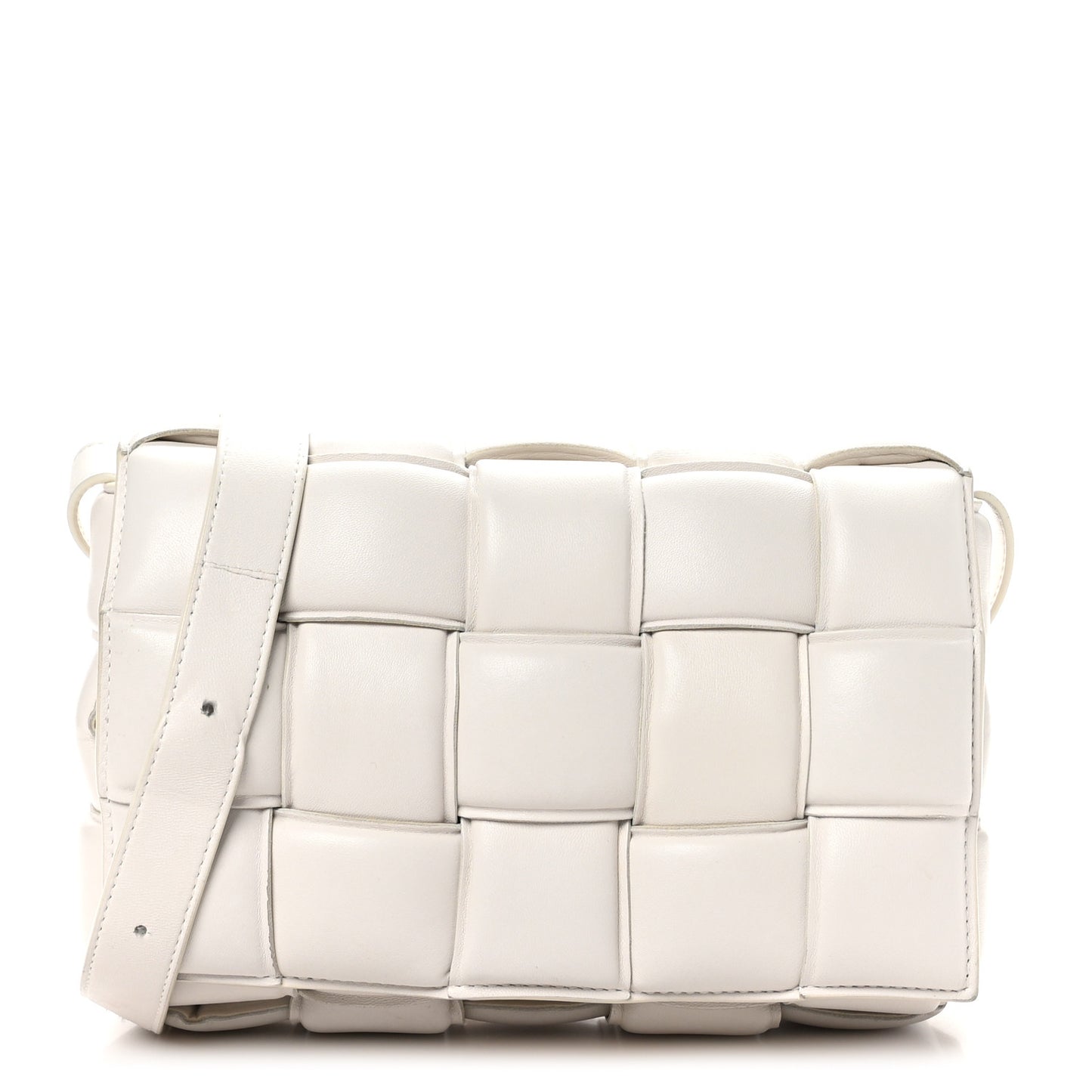 Nappa Maxi Intreccio Padded Cassette Crossbody Bag Chalk