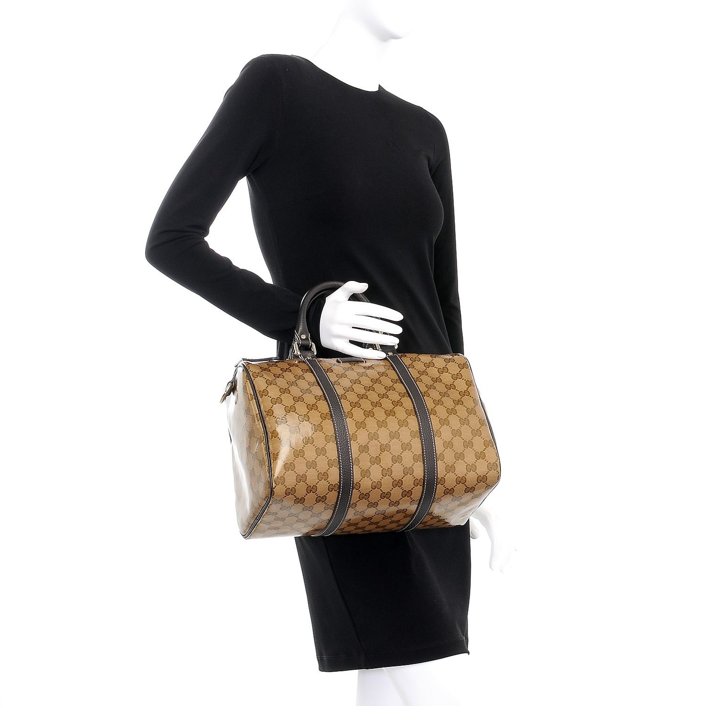 Crystal Monogram Medium Joy Boston Dark Brown