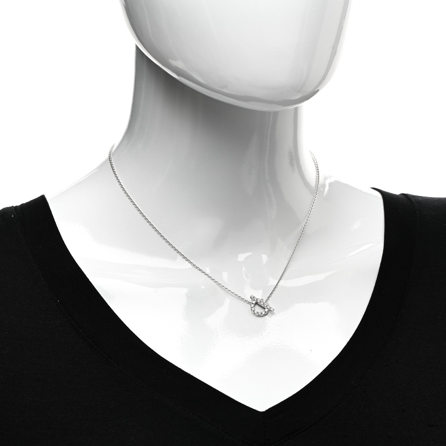Hermes 18K White Gold Diamond Finesse Pendant Necklace 2 of 5