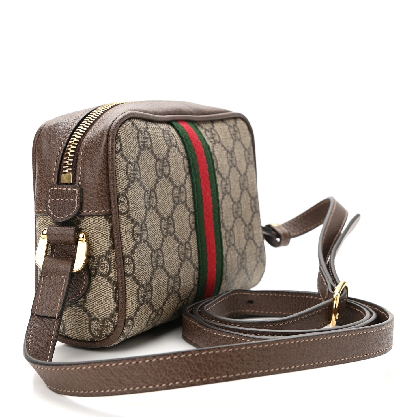 GG Supreme Monogram Web Mini Ophidia Shoulder Bag Brown