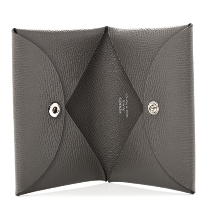Hermes Epsom Calvi Card Case Gris Meyer 5 of 8