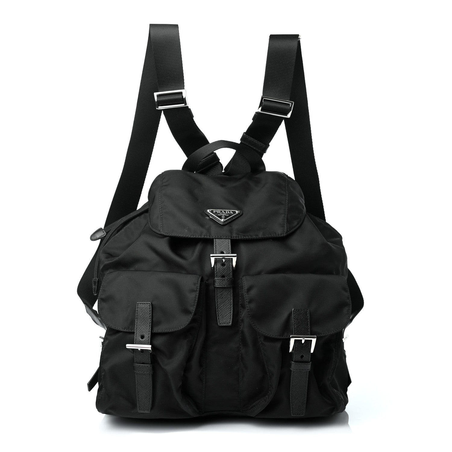 Prada Tessuto Nylon Vela Saffiano Large Backpack Black 1 of 4