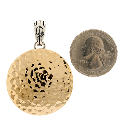 John Hardy Sterling Silver 18K Yellow Gold Palu Hammered Disc Pendant 2 of 3