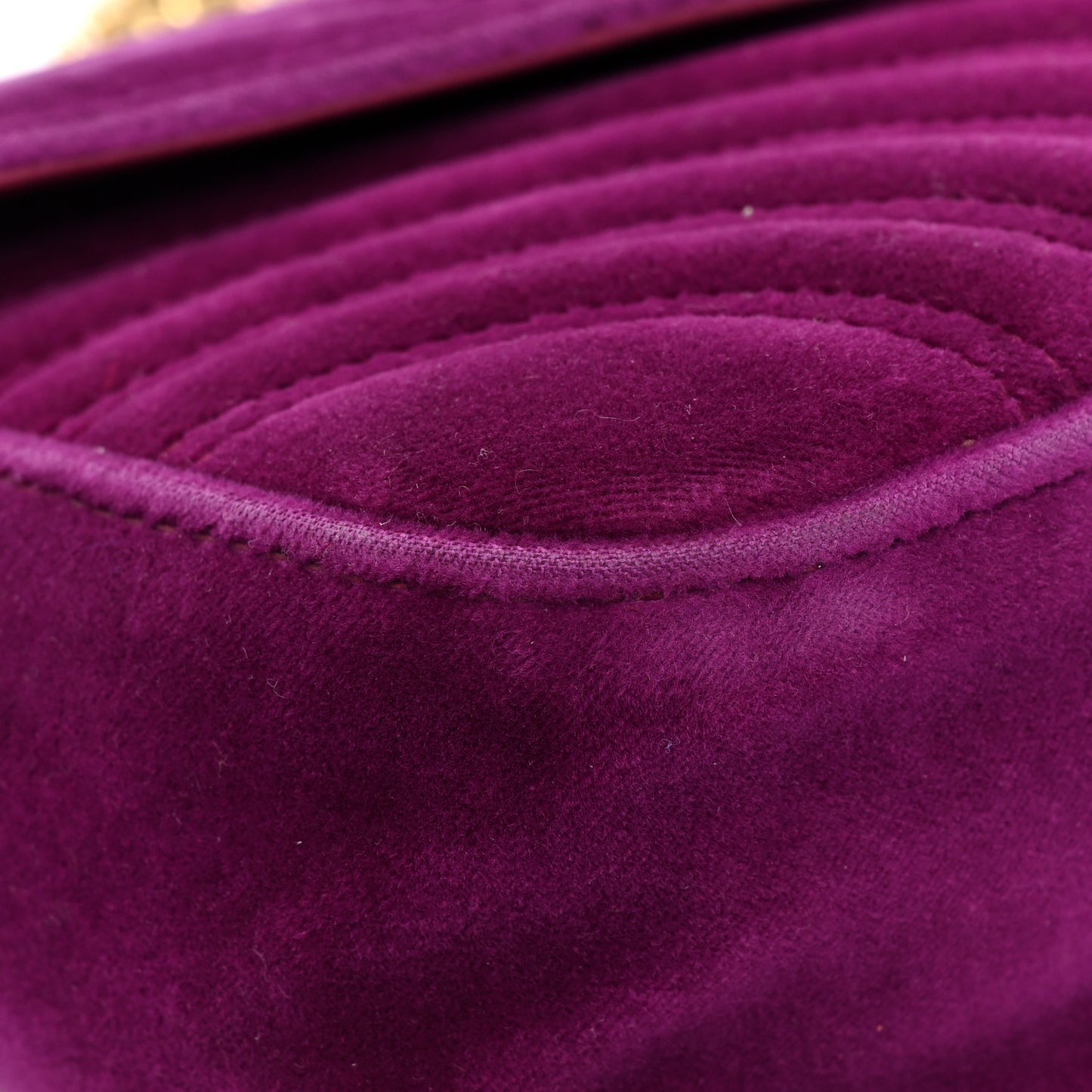 Velvet Matelasse Small GG Marmont Shoulder Bag Fuchsia Violet Cyclamen