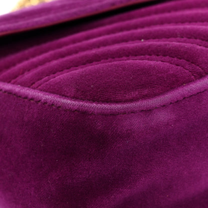 Gucci Velvet Matelasse Small GG Marmont Shoulder Bag Fuchsia Violet Cyclamen 14 of 18