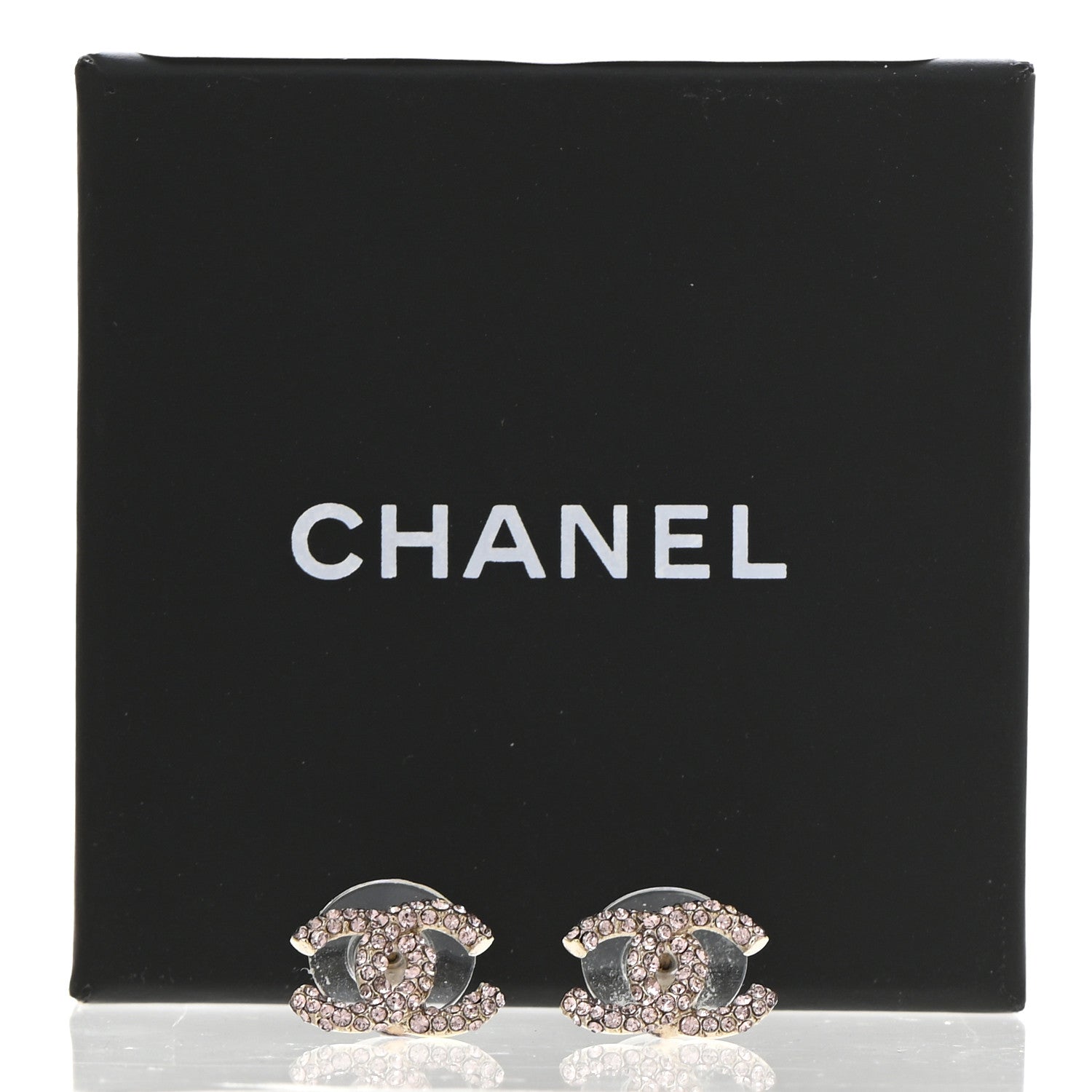 Chanel Crystal CC Earrings Pink Gold 5 of 5