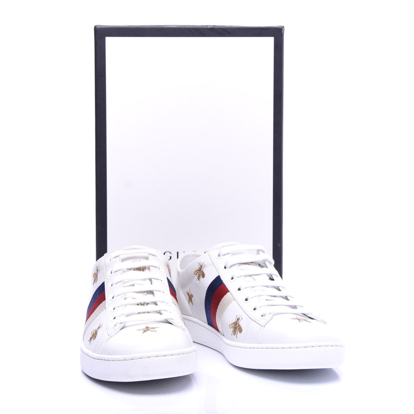 Calfskin Bee Star Embroidered Sylvie Web Ace Sneakers 38.5 White