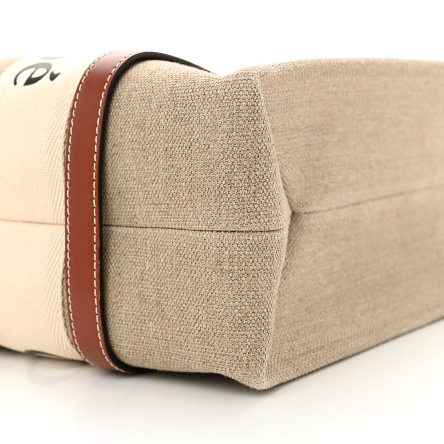 Cotton Calfskin Medium Woody Ribbon Tote White Brown