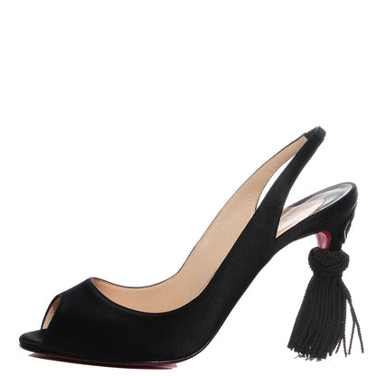 Christian Louboutin Satin Tassel Slingback Pumps 40 Black 1 of 7