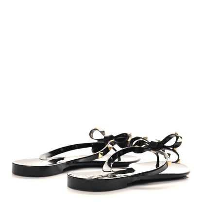 Valentino Garavani PVC Jelly Rockstud Bow Thong Sandals 38 Black 5 of 8