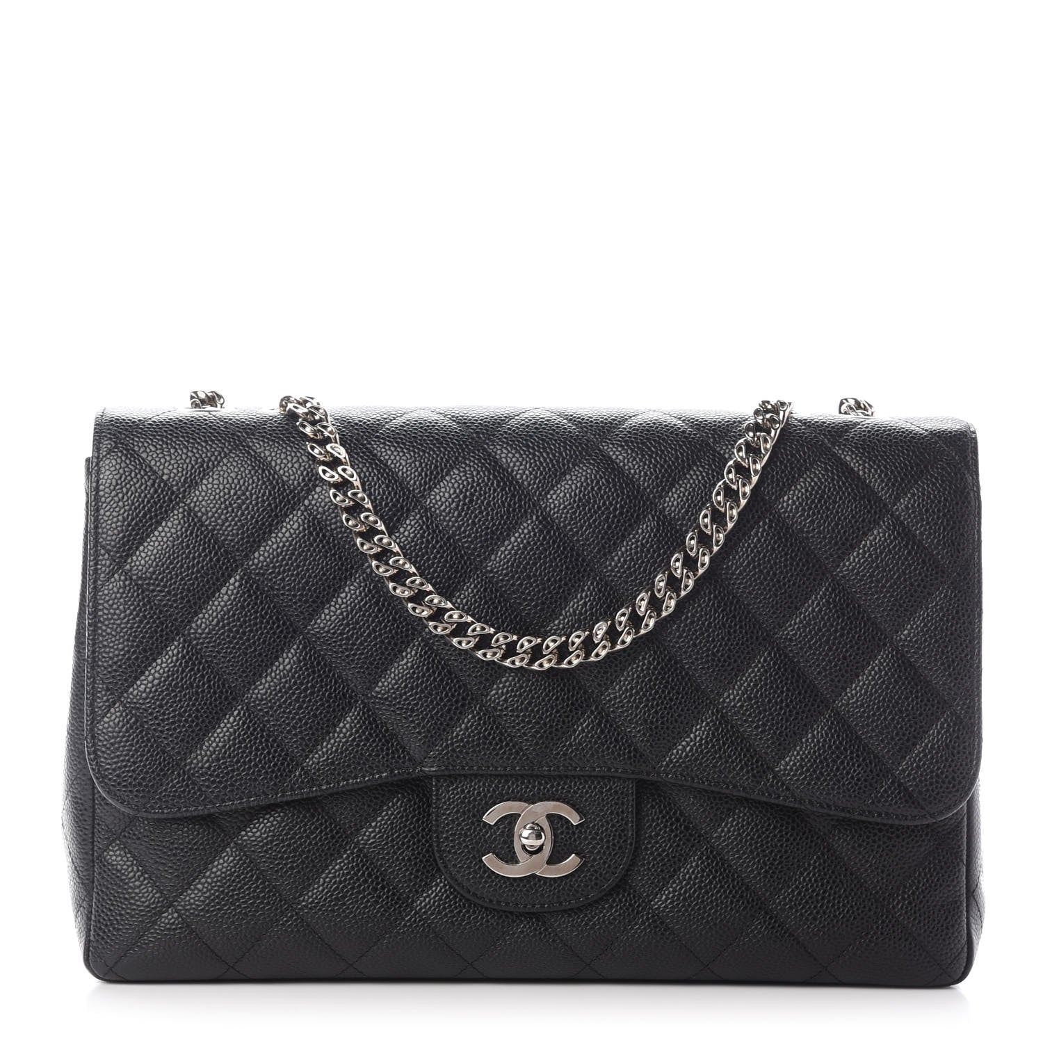 Chanel Caviar Quilted Jumbo Single Flap Bijoux Chain Black 1 of 9