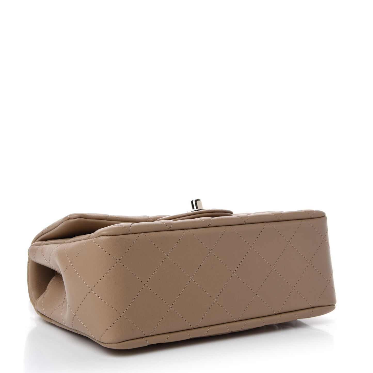 Lambskin Quilted Mini Rectangular Flap Beige