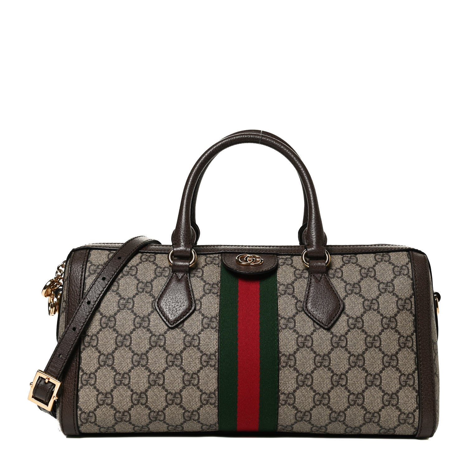 Gucci GG Supreme Monogram Web Medium Ophidia Boston Brown 1 of 14