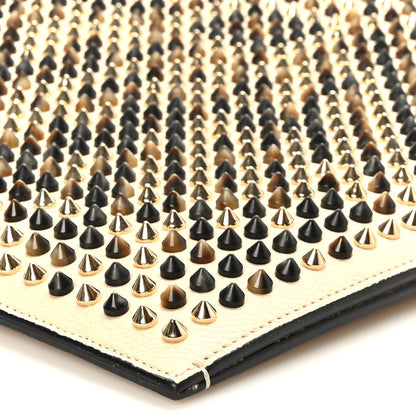 Christian Louboutin Calfskin Spiked Large Trictrac Portfolio Bag Beige 9 of 9