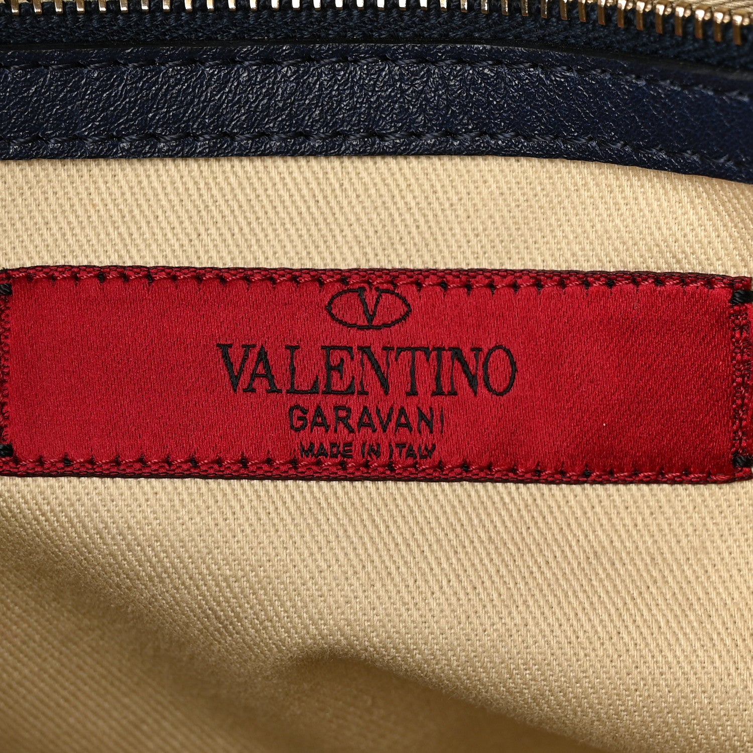 Valentino Garavani Vitello Rockstud Double Handle Tote Marine 6 of 10