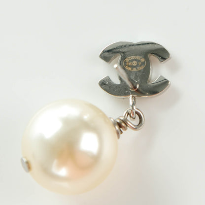 Chanel Crystal Pearl CC Drop Earrings Silver 4 of 6
