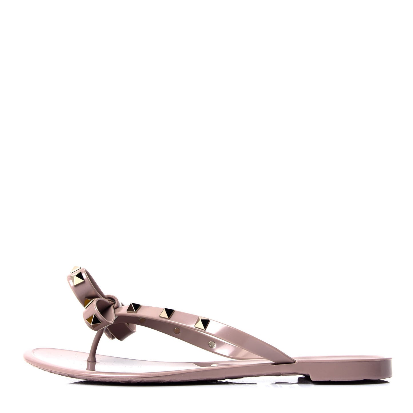 PVC Jelly Rockstud Bow Thong Sandals 38 Poudre